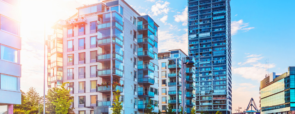 Colourful image of high-rise apartments